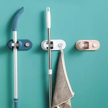 

Wall Mounted Free Punch Adhesive Mop Broom Holder Household Bathroom Cleaning Supplies Storage Organizer