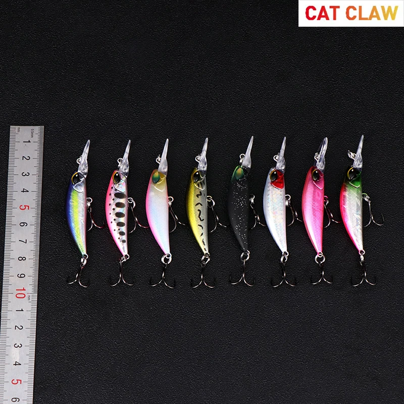 CatClaw Minnow fishing Lure Treble Hooks Slim Surface upper water Floating 70MM Sea Fishing Lure Artificial Hard Bait 504M