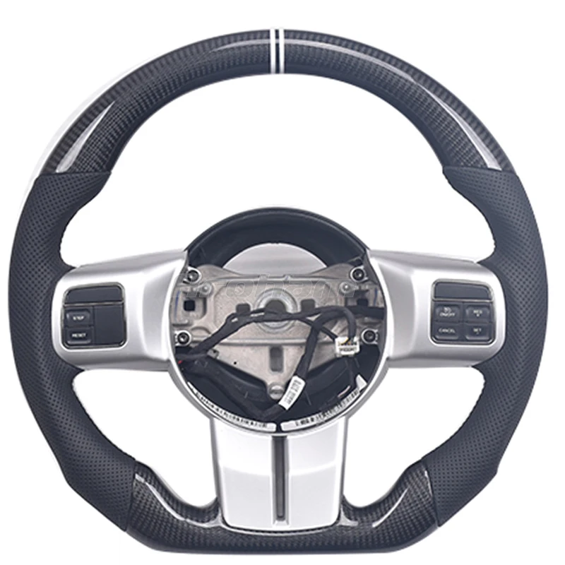 COUVRE VOLANT pour Jeep, Effet FIBRE DE CARBONE Noir Sportif FIN