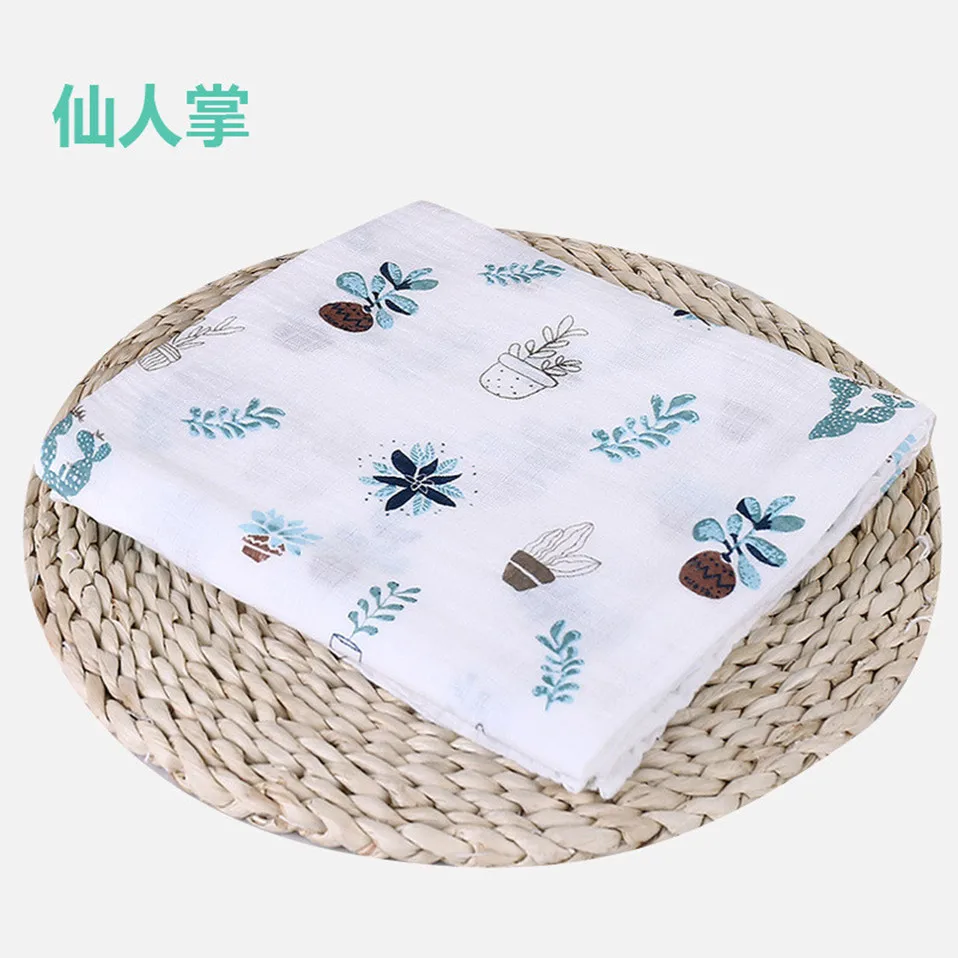 120*120CM Muslin swaddle wrap Cotton Double layer print Soft baby Blanket newborn Stroller Cover Sleepsack Gauze Bath towel