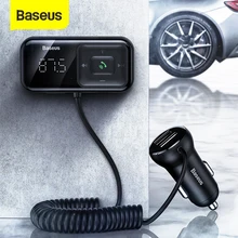 Baseus FM المغير الارسال بلوتوث 5.0 راديو FM 3.1A USB شاحن سيارة يدوي سيارة عدة لاسلكية Aux الصوت FM الارسال