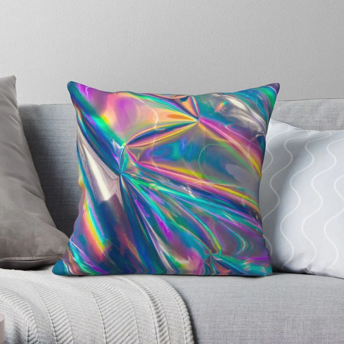 

Holographic Pillowcase Polyester Linen Velvet Printed Zip Decor Pillow Case Bed Cushion Cover