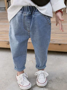 

Spring Autumn Unisex Baby Jeans Casual Elastic Waist Denim Pants Girls Pants Jeans Toddler Boys Pants Trousers 2 3 4 5 6 Years