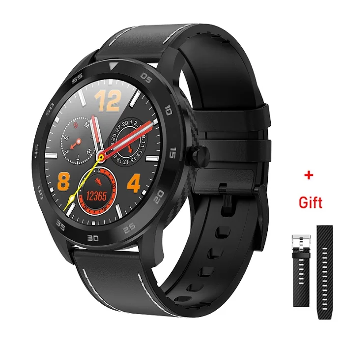Black Leather DT98 Смарт-часы для мужчин, полный экран, сенсорный Bluetooth, 1,3 дюймов, с циферблатом, EEG, пульсометр, измеритель артериального давления, IP68, водонепроницаемые часы - Цвет: Black Leather