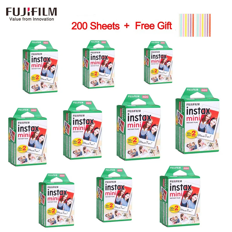 20-200 листов Fujifilm instax mini 9 фильм белый край 3 дюймов широкая пленка для Фотоаппарат моментальной печати mini 8 7s 25 50s 90 фото бумага - Цвет: 200 sheets
