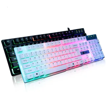 

USB Gaming Wired Keyboard Mouse Set PC Rainbow Colorful LED Illuminated Backlit Gamer Gaming Mouse and Keyboard Kit Home Office