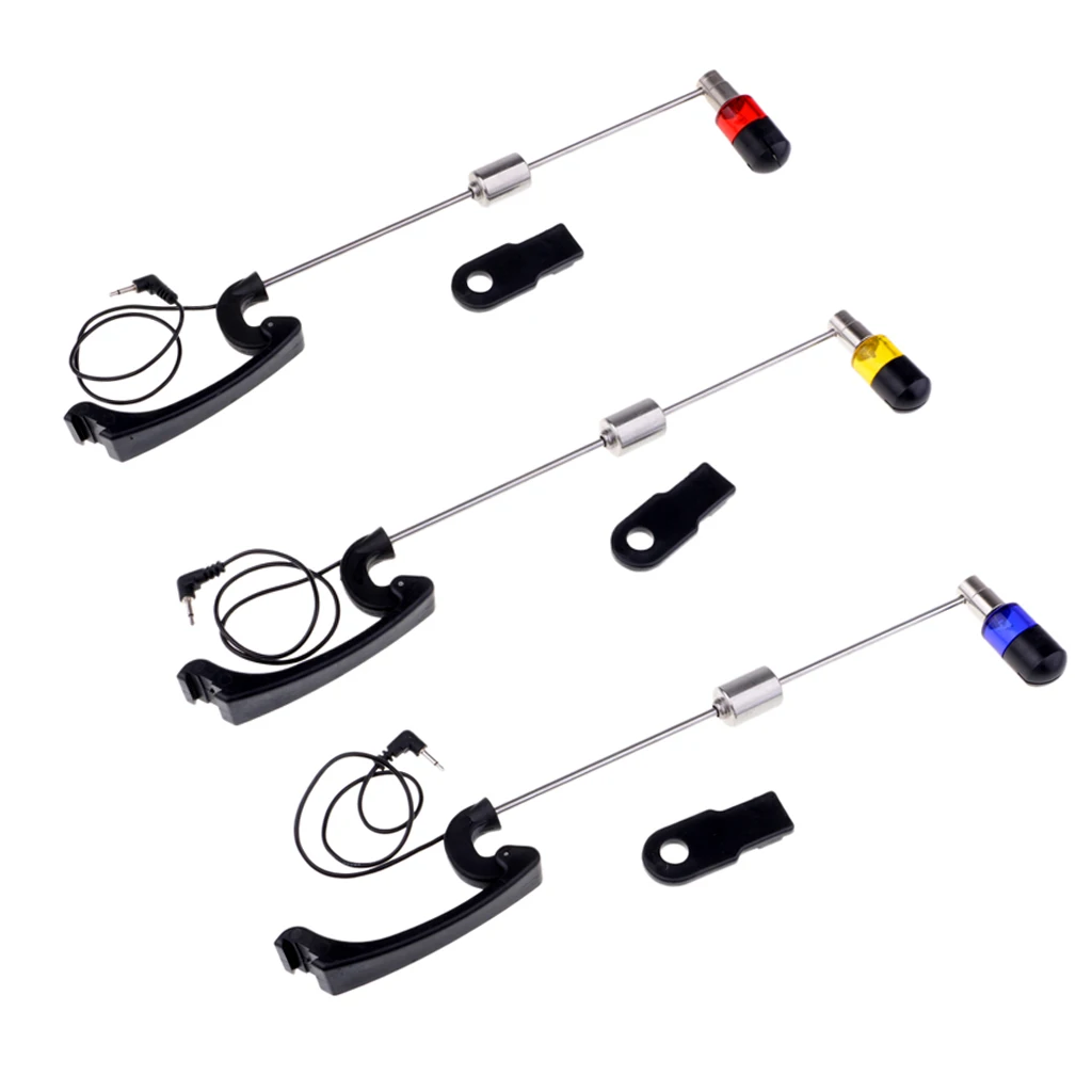 Adjustable Fishing Bite Alarm Hanger Swinger LED Illuminated Indicator Strike Alert