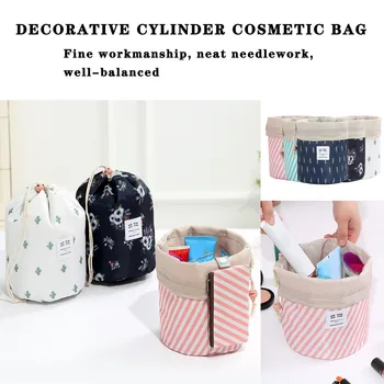 

Multifunction Travel Cosmetic Bag For Women Stripe Printed Makeup Bags Drawstring Toiletries Waterproof Storage Make Up Cases