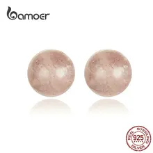 Bamoer Натуральный камень серьги-гвоздики Stelring с украшениями в виде серебристых кристаллов шаровой головкой розовый серьги гвоздики бусины корейский стиль Модные украшения BSE174