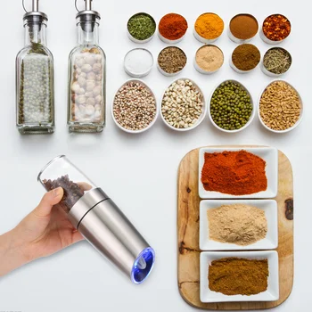 

Automatic Electric Gravity Pepper Grinder LED Light Salt Mill Muller BPA Free Kitchen Seasoning Grinding Tool Automatic mills