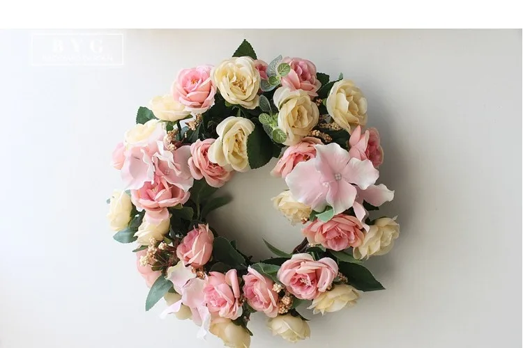 Wedding Flowers Artificial Wreath Rose Wreath Door Decoration Hanging Garland Lintel Festival Christmas Home Decor Accessories