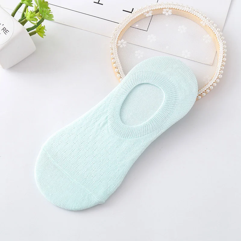 5 Pairs Of Ladies Silicone Non-slip Breathable Invisible Pure Cotton Solid  Color Ankle Boots Socks