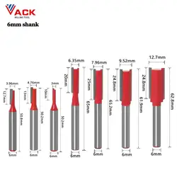 Vack roteador inferior de limpeza longa, 6mm, 1/4 polegadas, acabamento em madeira, fresa reta