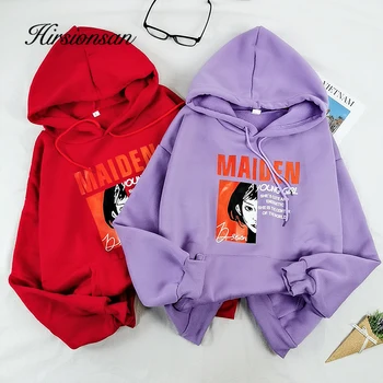 

Hirsionsan Irregular Hoodie Women Autumn Sweatshirt Kangaroo Pocket Personality Female Print Oversized Pullover Soft Vogue Hoody