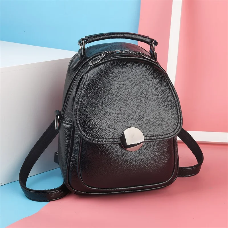

2019 The New Women's Bag Korean version is popular Pu Leather Small Bag Solid color Lady Backpack Zipper Bags European and American Female Bags