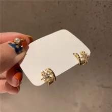 Новинка, женские корейские маленькие серьги, Нежный Хрусталь, звезда, серьги-гвоздики классические стильные модные ювелирные серьги