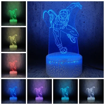 

Marvel Movies Strong Spiderman Figure LED Night Light 3D USB RGB Multicolors Table Bedside Lamp Room Decor Fan Gift Kids Toys