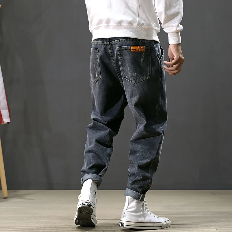 Fashion Streetwear Men Jeans Loose Fit Retro Wash Gray Color Harem Jeans Men Cargo Pants Korean 5