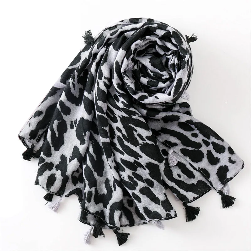 180*90 см, Модный женский шарф с леопардовым принтом, хиджаб, тонкий, хлопковый, теплый, шарфы, Большие шали и палантины, echarpe foulard femme - Цвет: gray