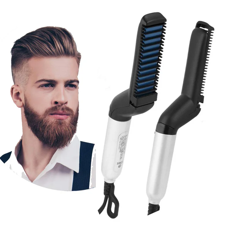 Выпрямитель для бороды для мужчин, многофункциональная расческа для волос, кудрявая расческа для увеличения объема волос, электрическая греющая расческа для волос, прическа