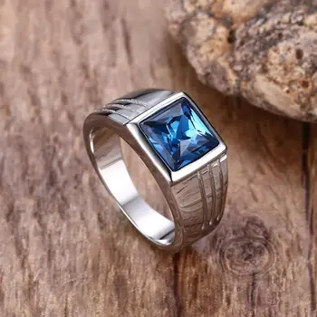

Stainless Steel Rings for Men Wedding Rings with Blue Stone Fashion Gem Male thumb Ring Engagement Accessories Bijoux Bague6-11