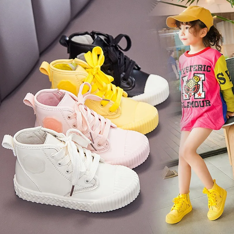 

2019 Spring Autumn New Children Canvas Shoes Girls Sneakers High Boys Shoes Breathble Fashion Small Kids Casual Toddler Shoes