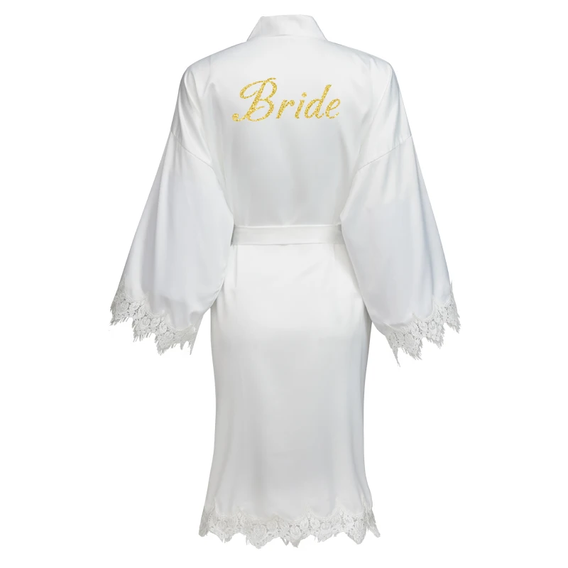 YUXINBRIDAL бордовый матовый атласный кружевной халат с отделкой свадебное платье невесты Халаты кимоно для невесты халат Свадебные халаты - Цвет: White bride
