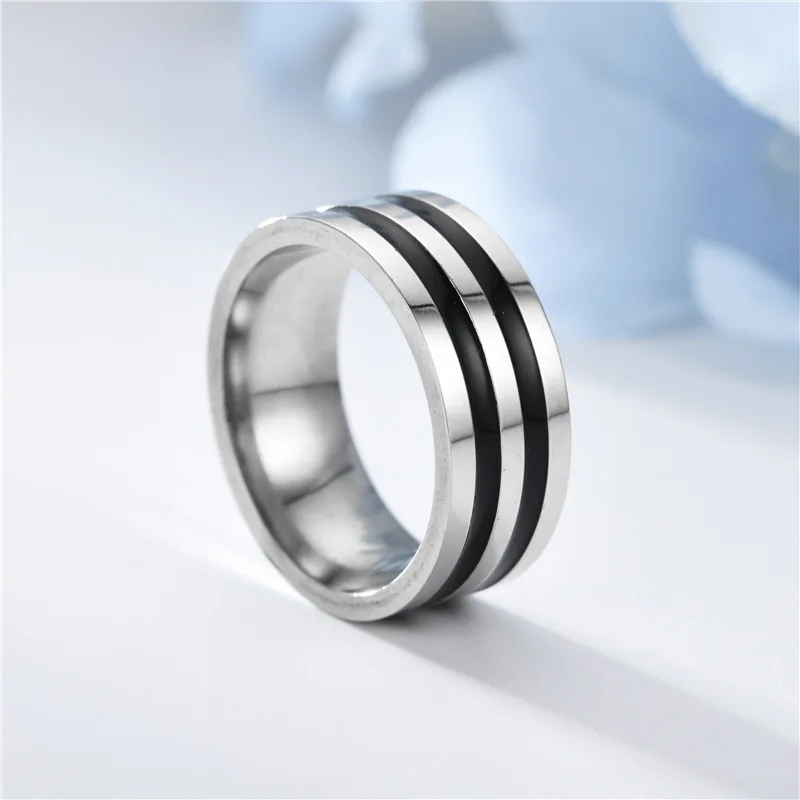 New jewelry titanium steel men's ring retro personality stainless steel dripping black oil magic ring 6