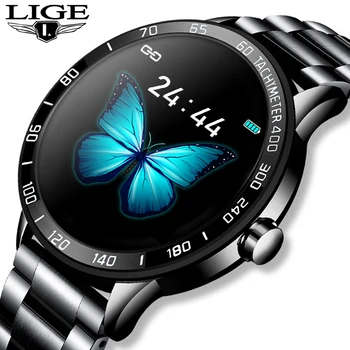 

LIGE 2020 New Steel Belt Smart Watch Men Heart Rate Blood Pressure Monitoring Sport Waterproof Sports SmartWatch Fitness Tracker