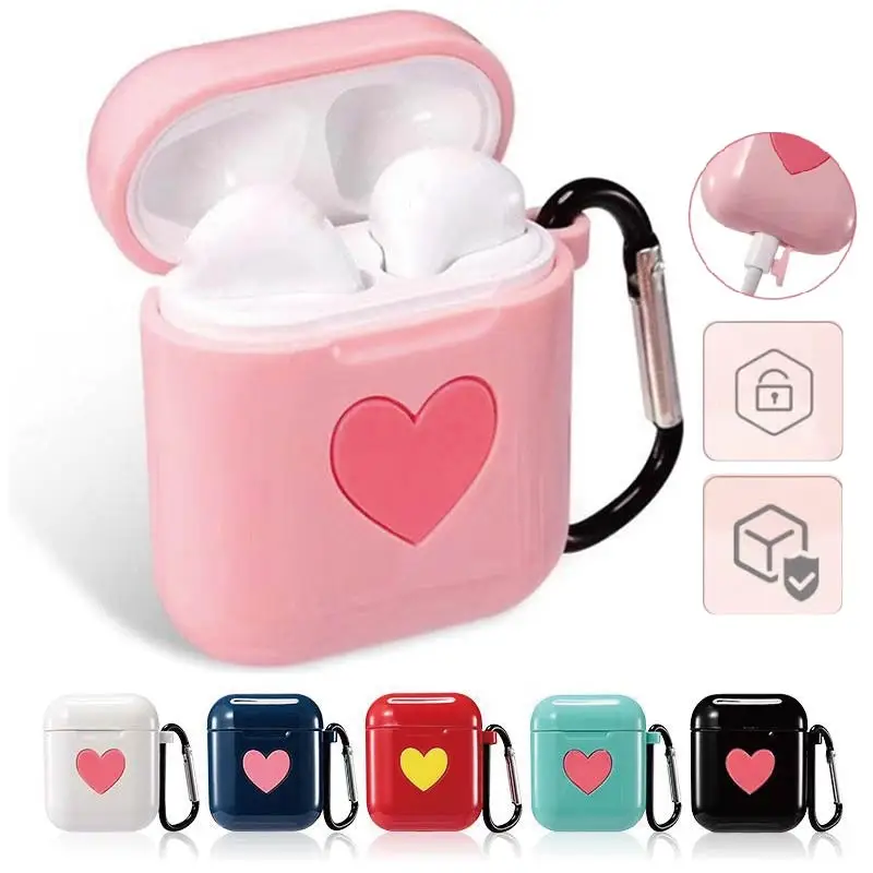 heart shape shell case for apple airpods soft cover colorful case for Airpods silicone cover bluetooth earphone