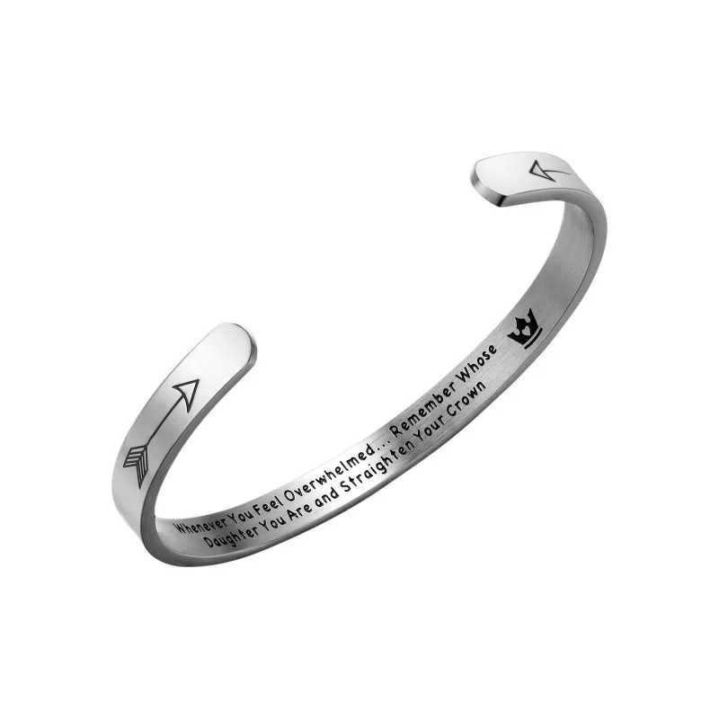 6 мм вдохновляющий Браслет-манжета в виде короны для дочери, Открытый браслет, браслеты для женщин и дочек из нержавеющей стали, подарок на каждый день, браслет для влюбленных - Окраска металла: B998-SI