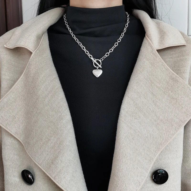 Ramos Simple Love Heart Charm Pendant Necklace 925 Clasp Chain For Women Jewelry Gifts | Украшения и аксессуары