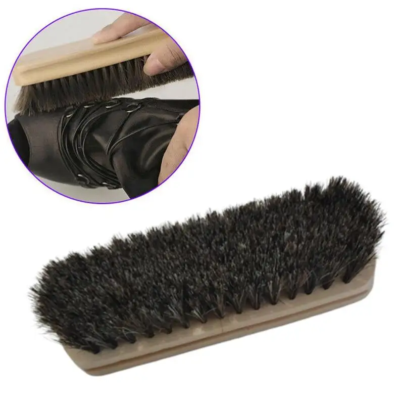 Деревянная щетка для обуви, ручка из натуральной щетины, конский волос, щетка для чистки обуви, инструмент для полировки, инструмент для чистки