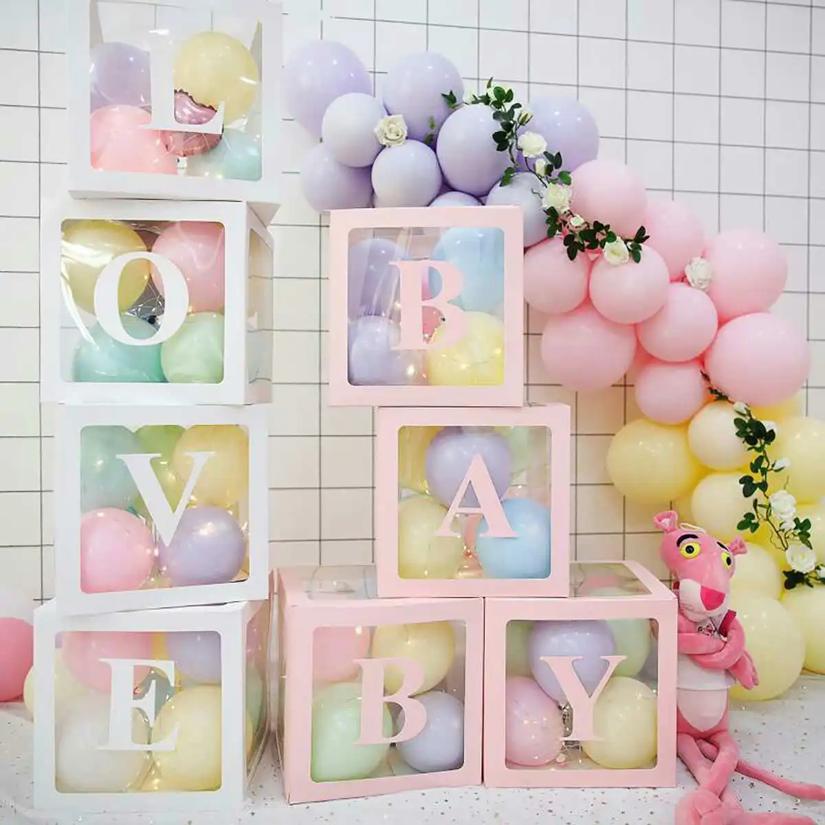 

4pcs/set Baby/Love DIY Transparent Box Storage Balloon Baby Shower Decorations Birthday Party Decorations