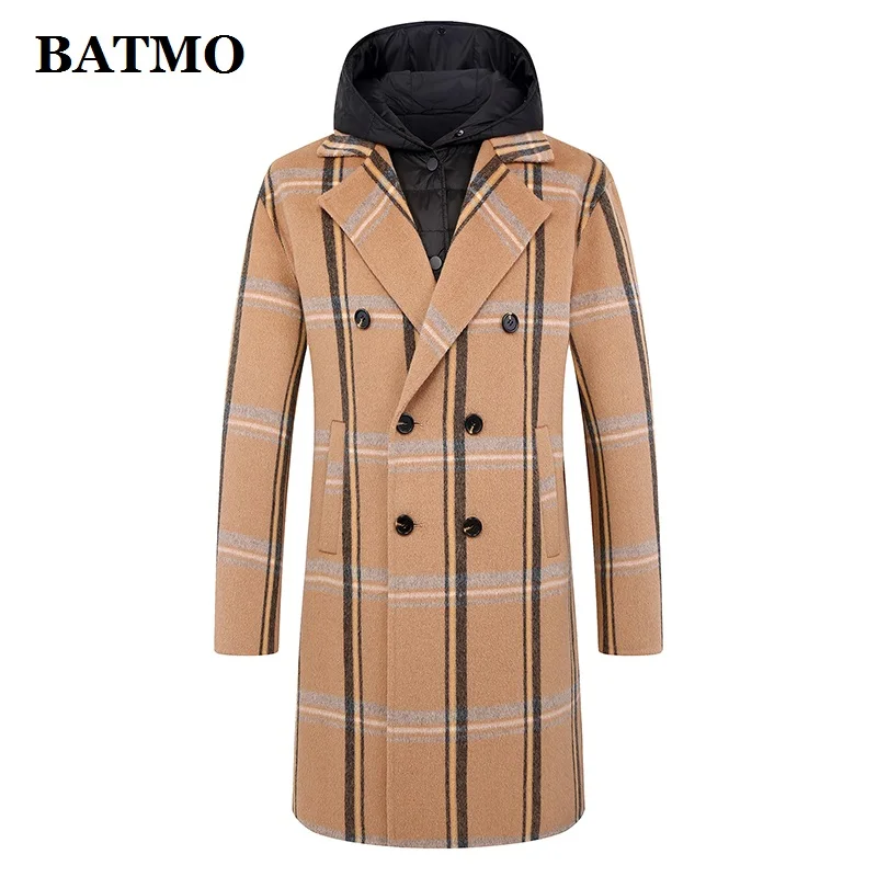 BATMO Новое поступление Зима и осень Высокое качество шерсть с капюшоном пальто для мужчин, мужские шерстяные куртки, большие размеры M-5XL FND915