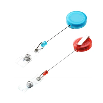 

2pcs Retractable Ski Pass ID Card Badge Holder Key Chain Reels with Clip - Red & Light Blue