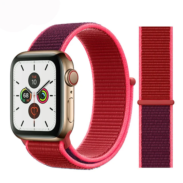 Ремешок для apple watch, ремешок 44 мм, 40 мм, тканый нейлоновый ремешок iwatch серии 5, 4, 3, ремешок 42 мм, 38 мм, ремень, аксессуары для apple watch - Цвет ремешка: red red