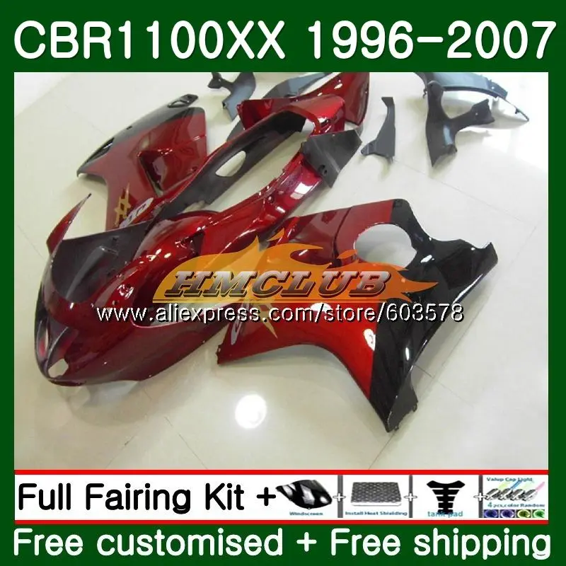 Дрозда для HONDA CBR1100XX 96 97 98 99 00 01 85CL. 78 CBR1100 XX 1996 2007 CBR 1100XX 02 03 04 05 06 07 обтекатели винно-красного цвета