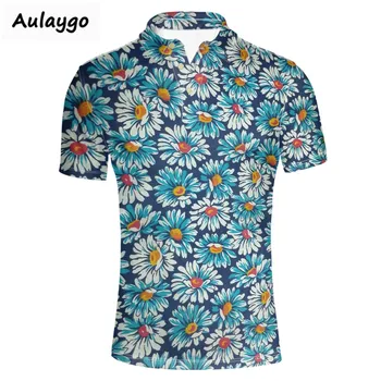 

Men Polos Shirt Hot Sale New 2020 Summer Fashion Classic Polos Casual Tops Short Sleeves Shirt Daisy Print High Quality Koszule