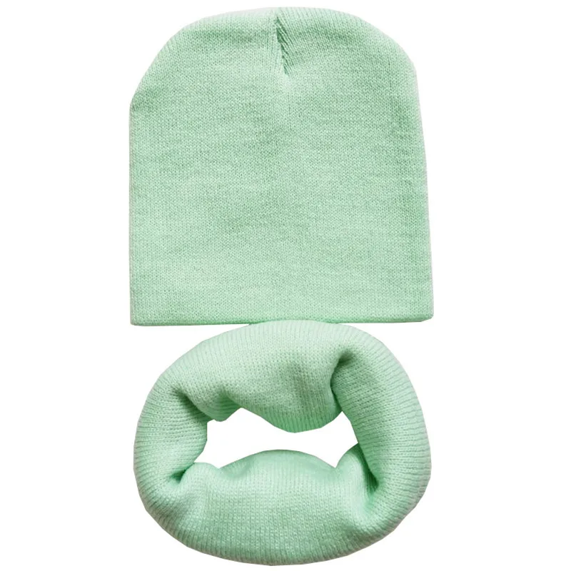 green set no ball Модная детская шапка с шарик-помпон, осенне-зимние детские шапочки для девочек, шапка с шарфом для мальчиков, шапочки для малышей 1-4 лет - Цвет: green set no ball
