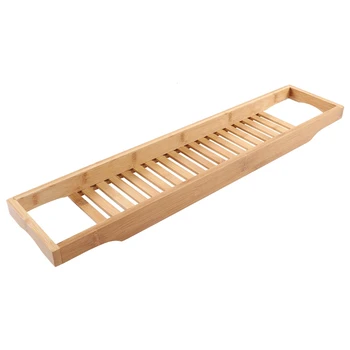 

Modern Wooden Bamboo Bath Tray Bathtub Storage Rack Shelf Organizer Wine Glass Holder 27.3 Inches Long