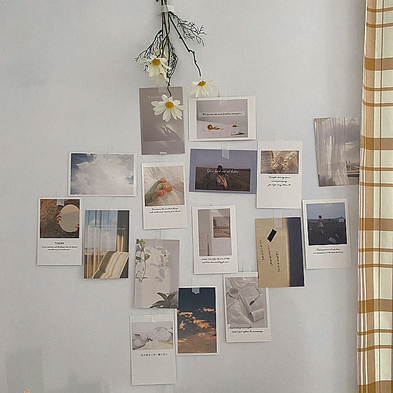 Korean Ins Photo Decoration Card Set 30 Sheets Art Photography Props Collocation Postcard Diy Room Wall Sticker Colour Printing afbeelding