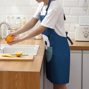

Kitchen Cooking Oil-proof Waterproof Apron With Side Wipes Absorb Water Adjustable Buckle Big Pocket Apron Kitchen Supply TSLM1