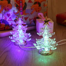 

Glowing Christmas Tree LED Light USB Night Light RGB Crystal Transparent Lamp Color Changing Lights Fixtures Lighting Decor C