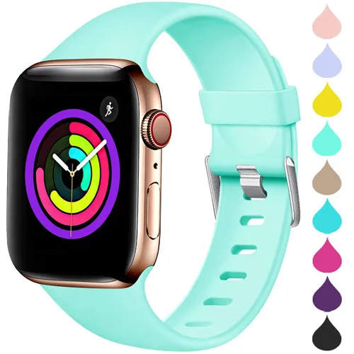 Спортивный ремешок для apple watch band 44 мм/42 мм apple watch 5 4 3 band iwatch band 5 4 3 2 correa 40 мм/38 мм браслет ремешок для часов - Цвет ремешка: turquoise