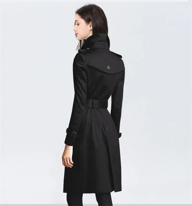 

Slim Windbreaker Women Long Female Spring Autumn Black Double Breasted Trench Coat Para As Mulheres Women's Coats FYY262