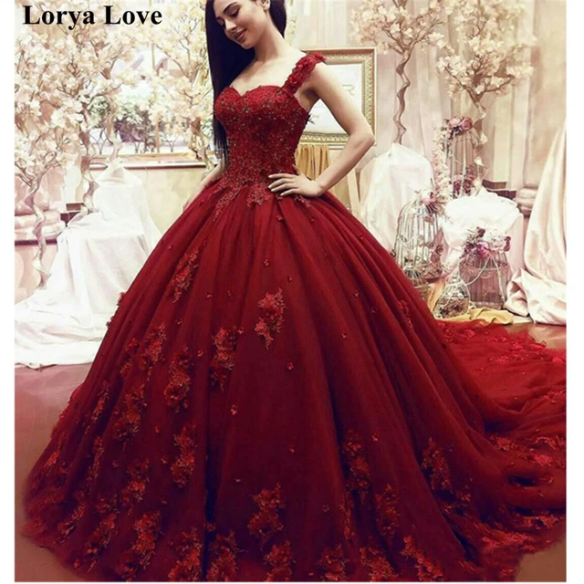 Vestido De rojo vino, quinceañera, Vintage, 15 Vestidos De noche, elegante, largo, tul esponjoso, para baile De graduación, - AliExpress