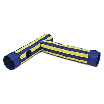 

Pet Cat Playing Tunnel Toys Strip Collapsible 2 Holes Cat Tunnel Play Crinkle Sound Cat Small Animal Rabbit Play Tunnel for Cats