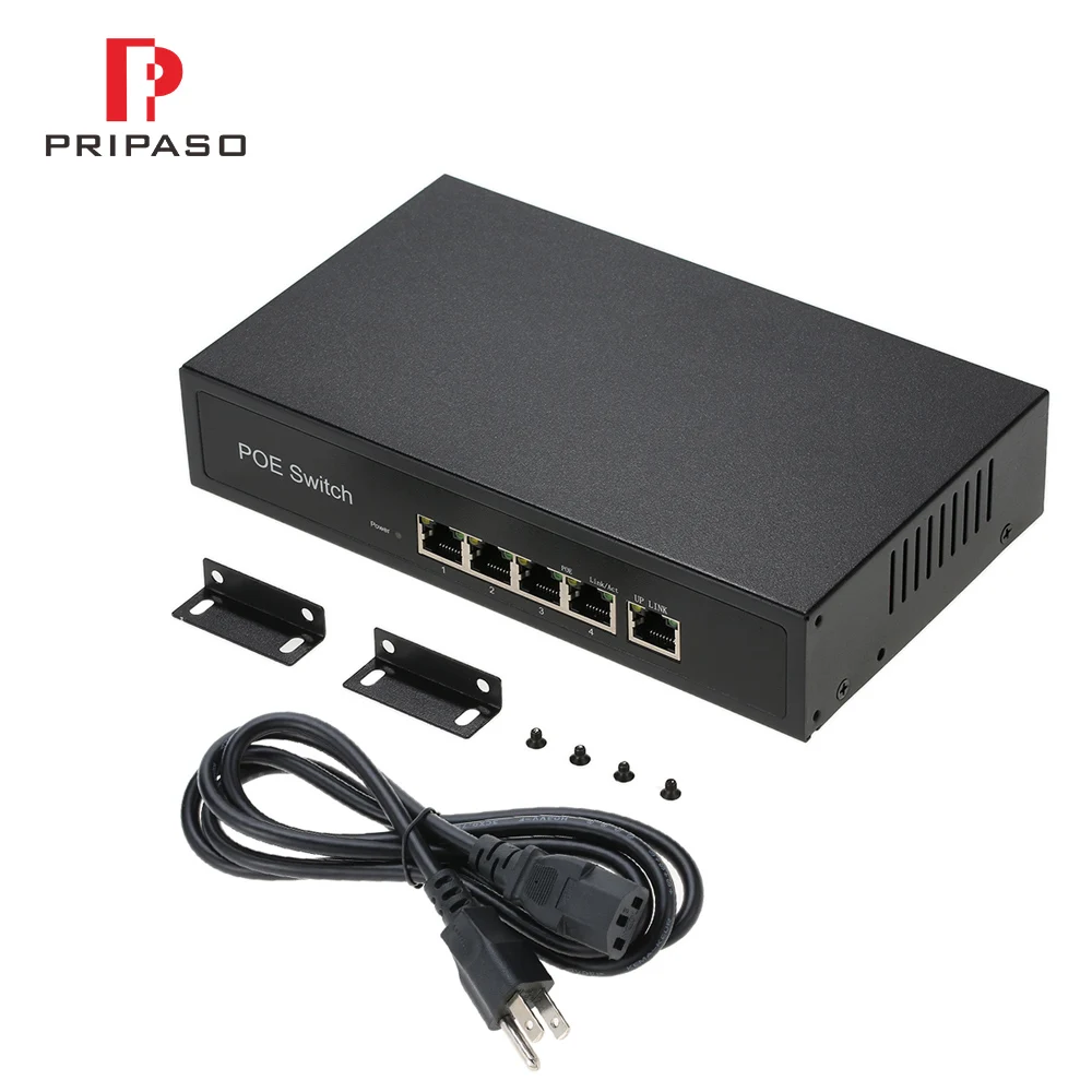 

Pripaso Poe 4 Port Switch AP RJ45 Uplink POE Switch Network Of Compatible Network Cameras And wireless AP Power IEEE 802.3AF