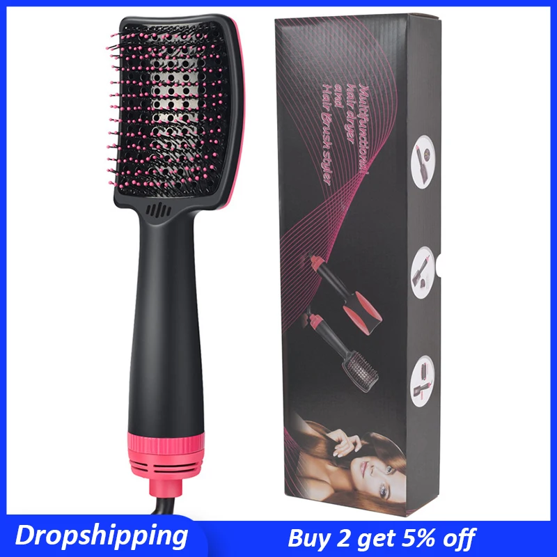 

One Step Hair Dryer Volumizer Hot Air Brush Negative Ion Salon Hair Styler Curler Straightener Brush Blow Spin Brush for Women